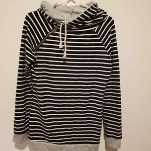 Double Hooded Striped Sweatshirt